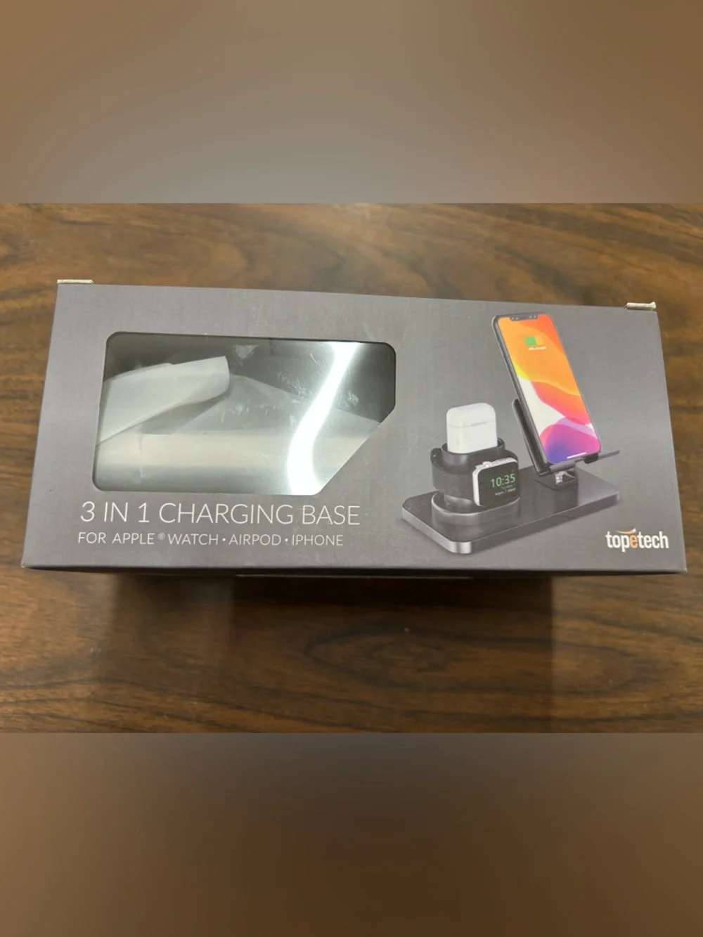 New TopETech 3-in-1 Charging Base for iPhone, Apple Watch & AirPods in Silver